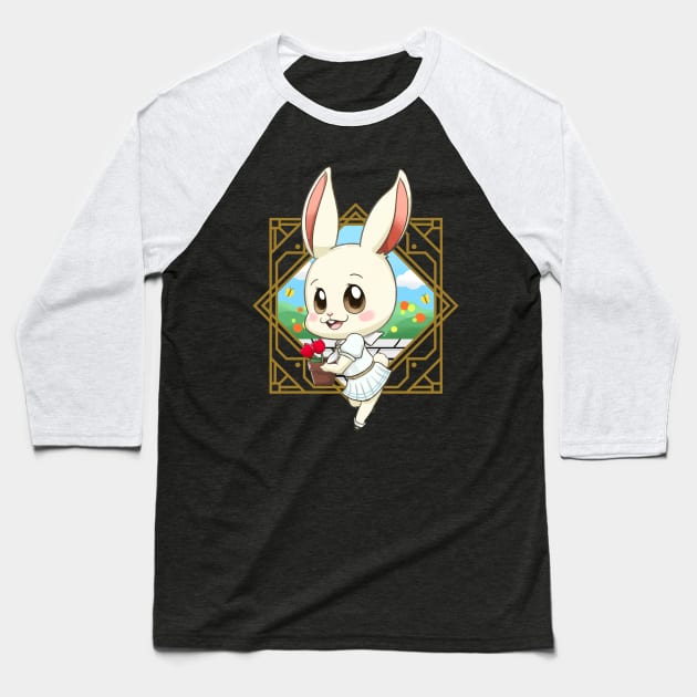 Haru Bunny Baseball T-Shirt by Art By Ridley